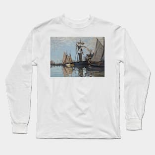 Boats in the Port of Honfleur by Claude Monet Long Sleeve T-Shirt